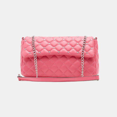 Bolso Acolchado Con Bandolera De Cadena, Fucsia Bolso Acolchado Con Bandolera De Cadena, Fucsia